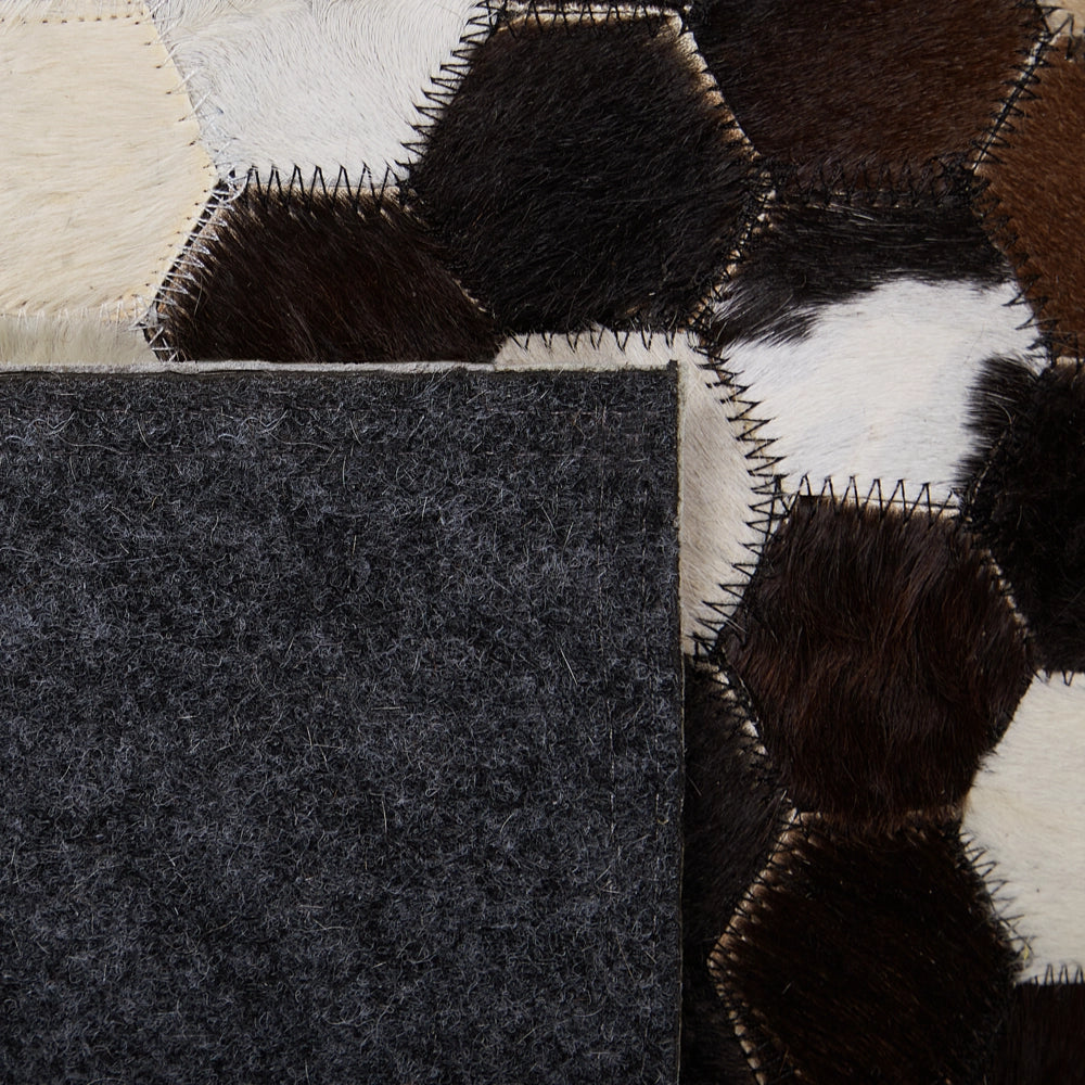 Tappeto tappetino Marrone con Pelle Beige 140 x 200 cm Patchwork Rustico