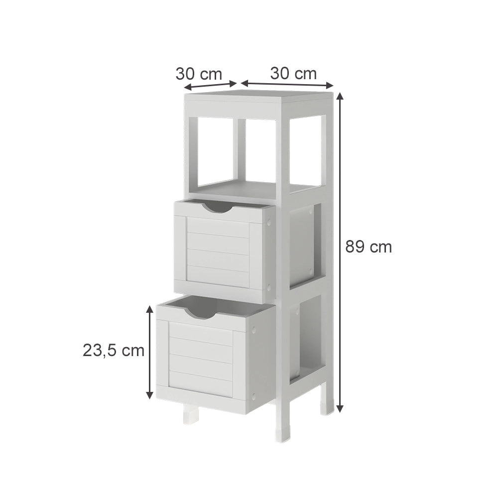 Vicco mobiletto bagno Bianco 30 x 89 cm con 2 cassetti