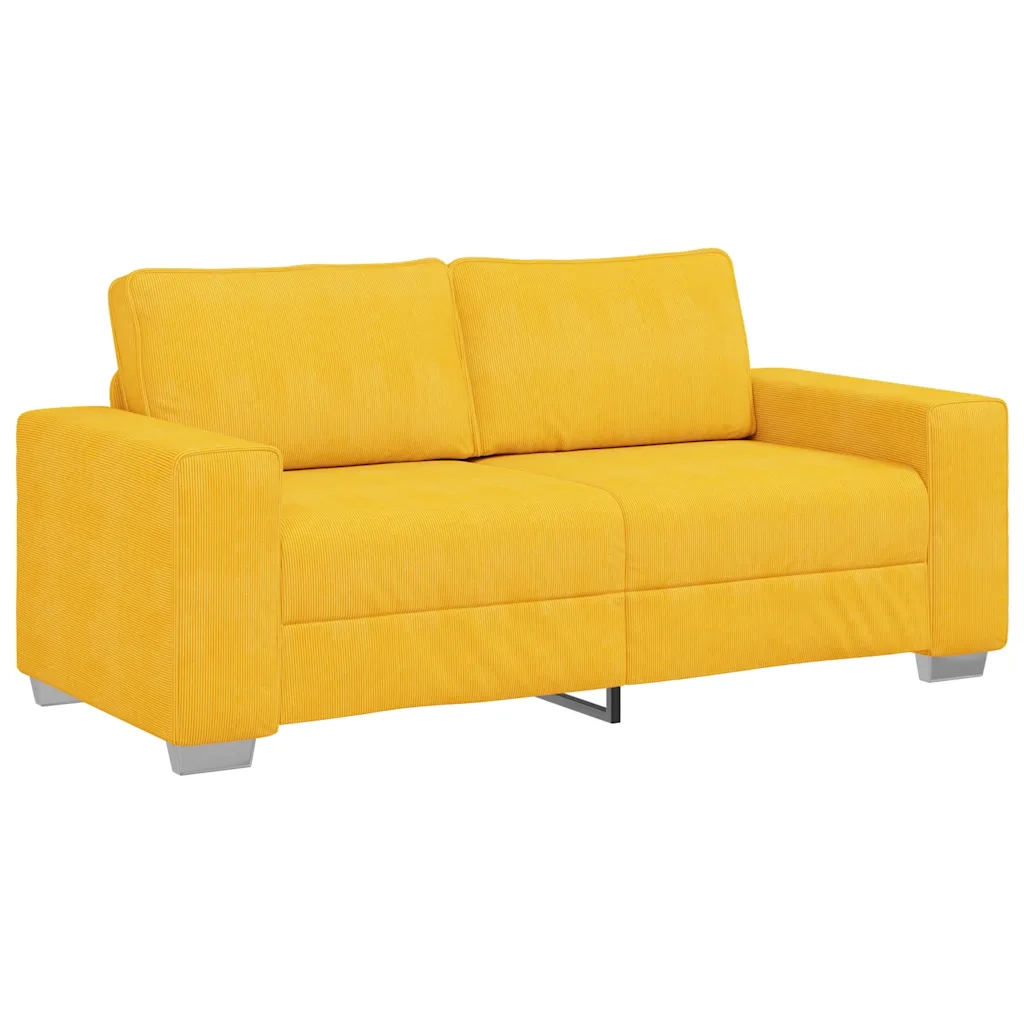 Divano Divanetto-Sofa Giallo Chiaro 140cm Tessuto di Velluto a Coste