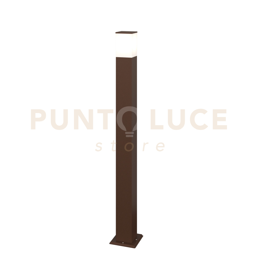 NIZZA PALO 100CM 1 LUCE ATTACCO E27 CORTEN IP44 IK06 IN ALLUMINIO E POLICARBONATO