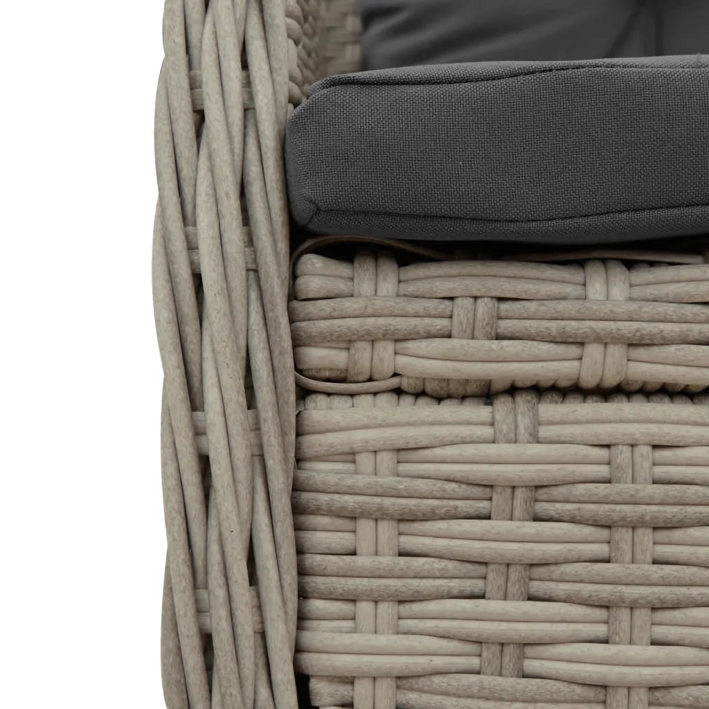 Set Pranzo da Giardino 9pz con Cuscini Grigio Chiaro Polyrattan 3262909