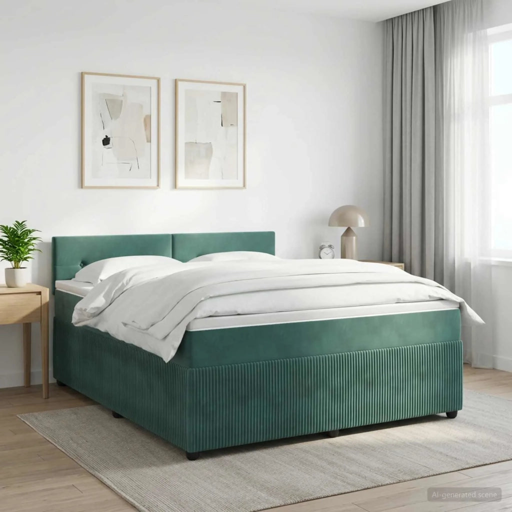 Letto box spring con materasso Verde Scuro 140 x 190 cm Velluto 3451676