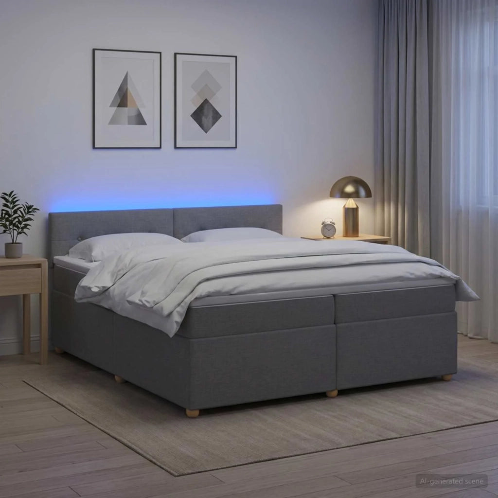 Letto box spring con materasso Grigio Chiaro 200 x 200 cm 3452499
