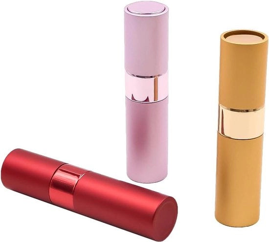 Set di 3 spray profumatori riempibili da 8 ml in oro, viola e rosso