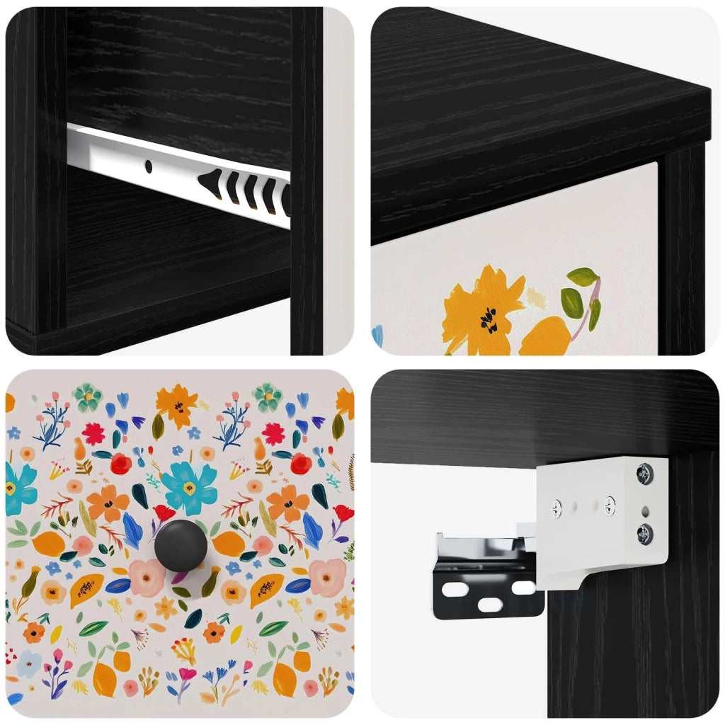 Mobiletto da comodino a parete MAINZ Rovere Nero 8007491