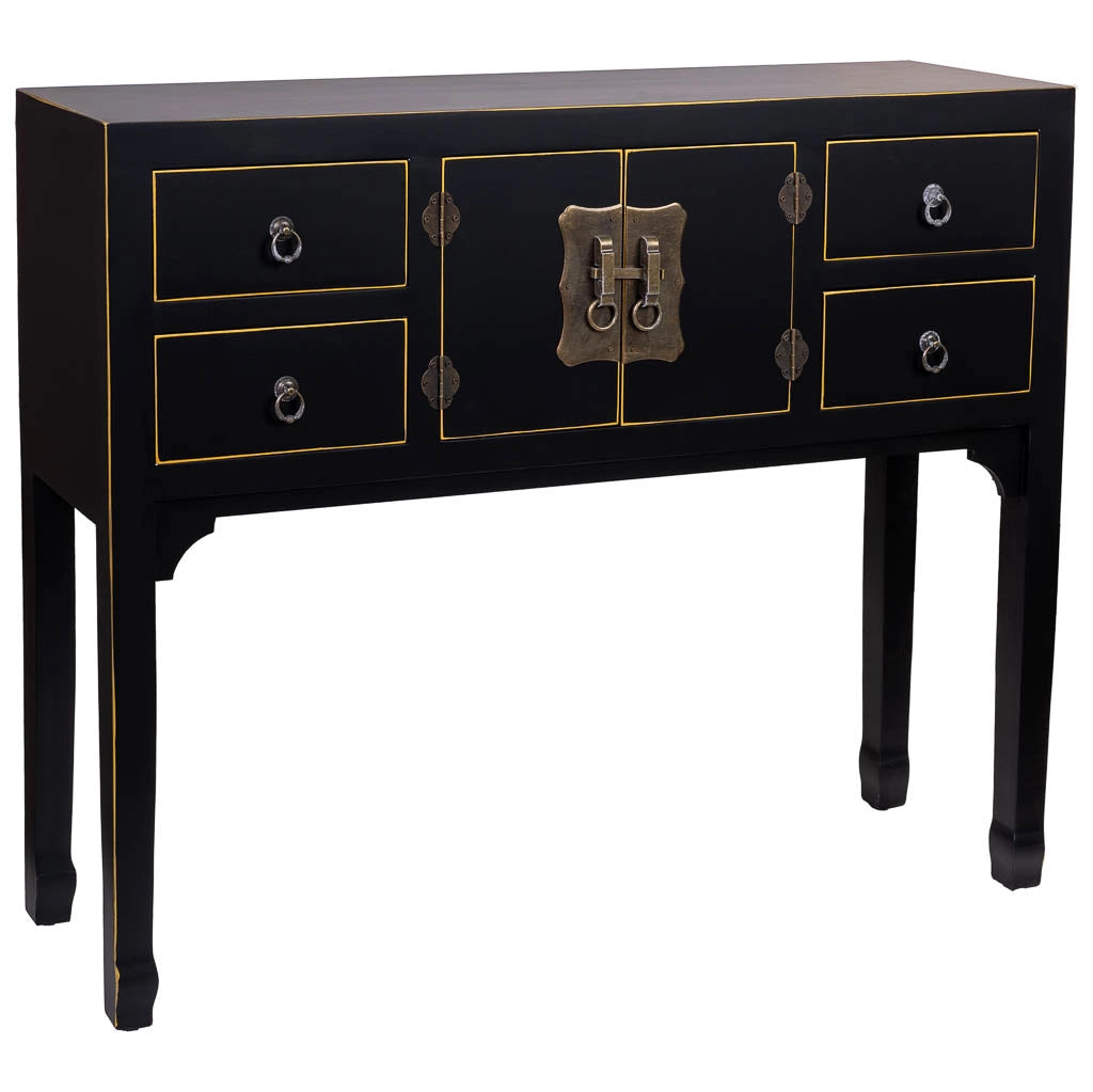Mobile da ingresso in legno con 4 cassetti e 2 porte 95x26x78