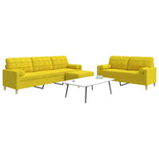 Set Divani 3 pz con Poggiapiedi e Cuscini Giallo Chiaro Tessuto 3278348