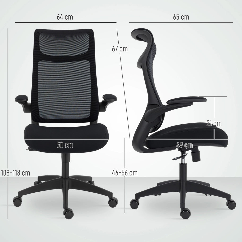 Sedia da ufficio ergonomica ¨C Minimal ¨C Schienale rete, braccioli 3D, nero