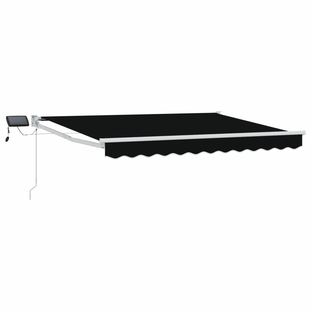 Tenda retrattile manuale con LED Nero e Bianco 3 x 2,5 m 3419258