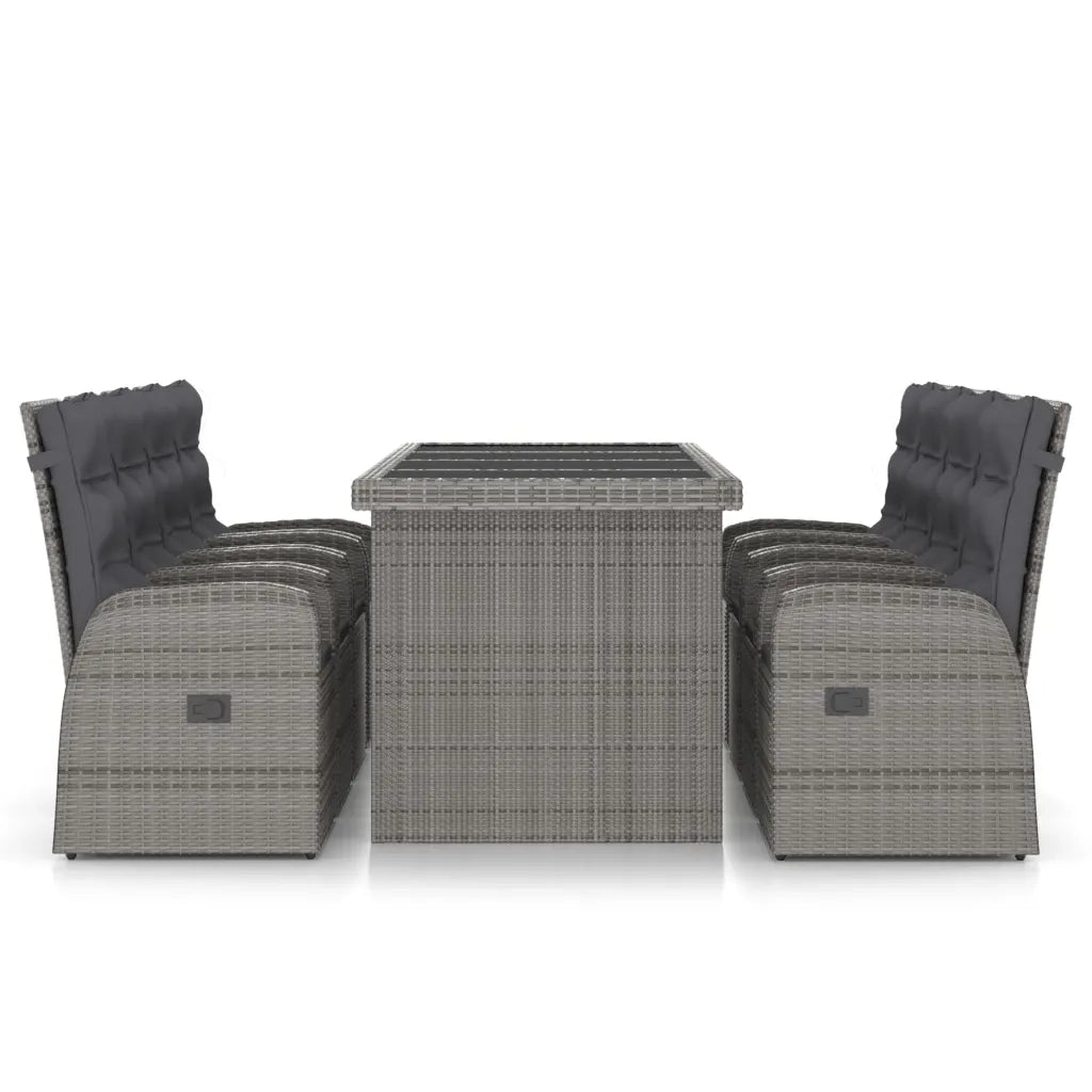 Set da Pranzo da Esterno 9 pz con Cuscini in Polyrattan Grigio