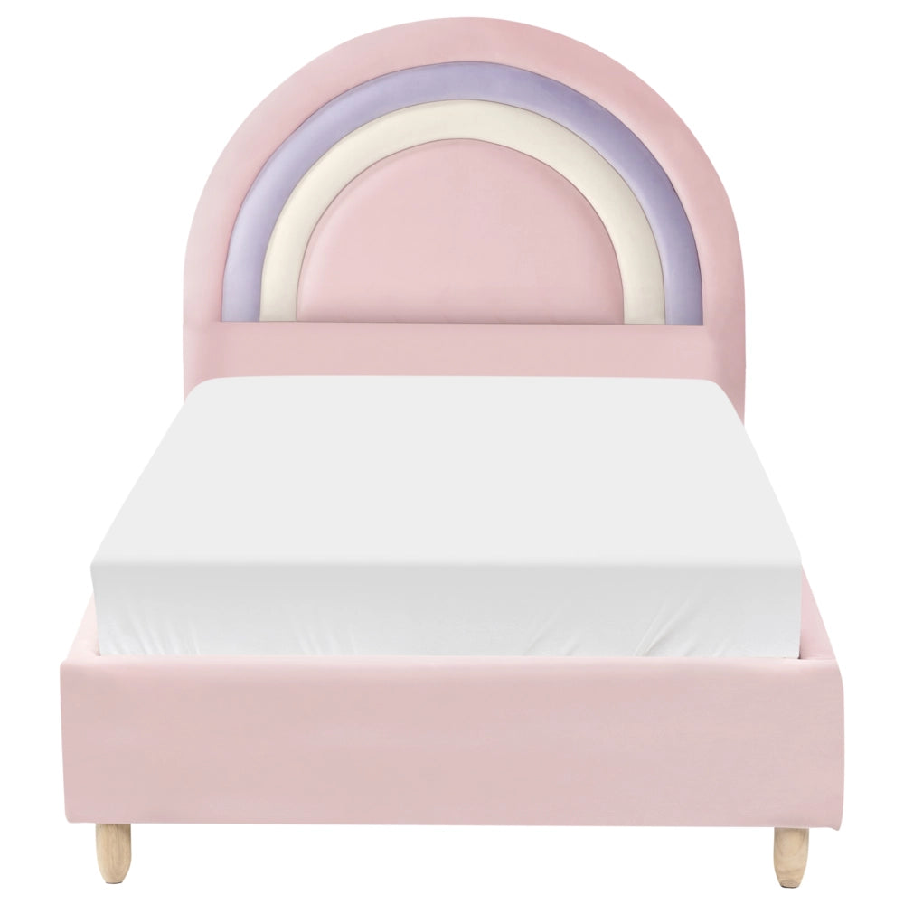 Letto moderno in velluto rosa per bambini con base a doghe Cameretta Moderna