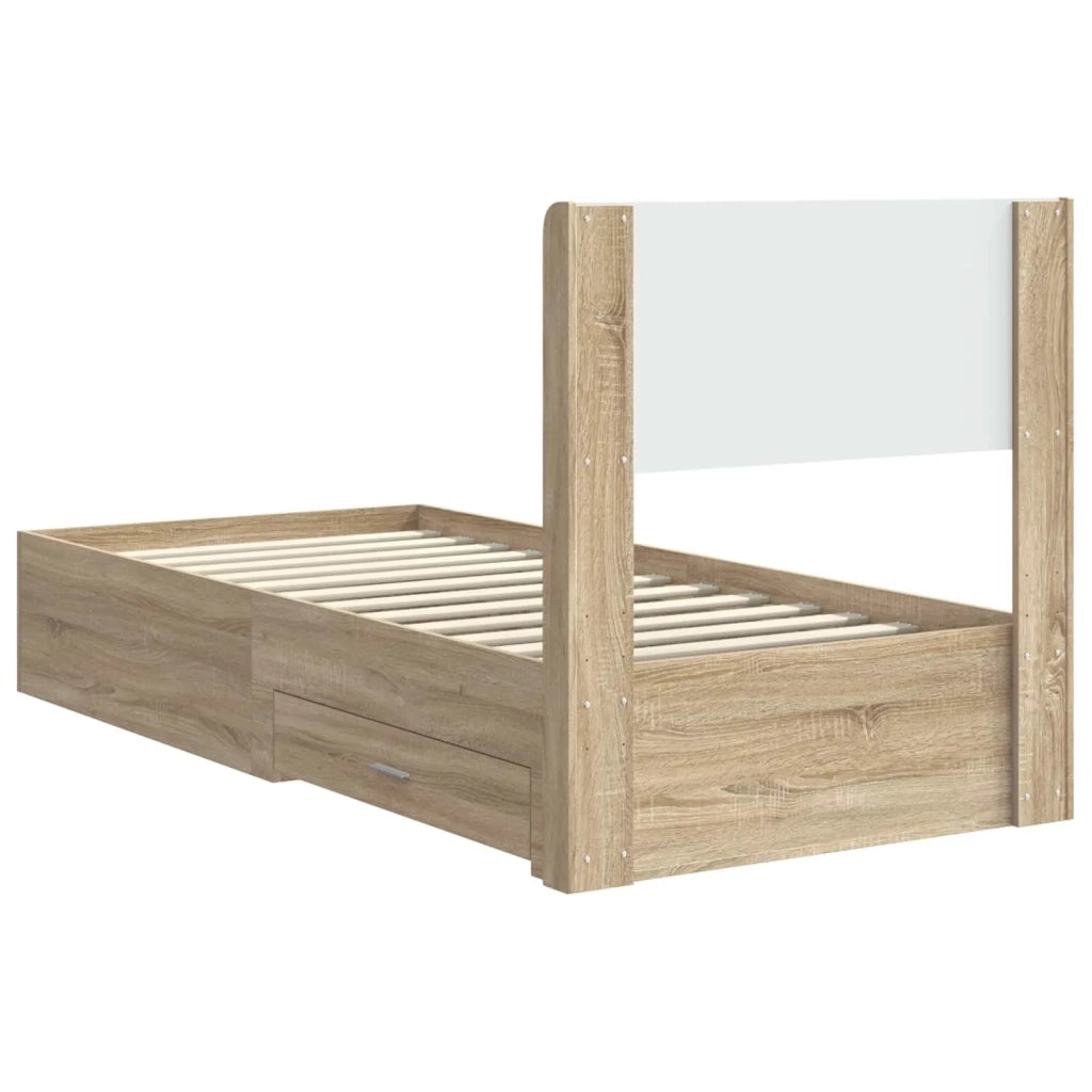 Struttura del letto con stoccaggio e testata-Giroletto con contenitore Rovere Sonoma 974855
