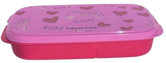 Lunchbox portatile Eco+ con divisorio 590 ml (Rosso cuore)