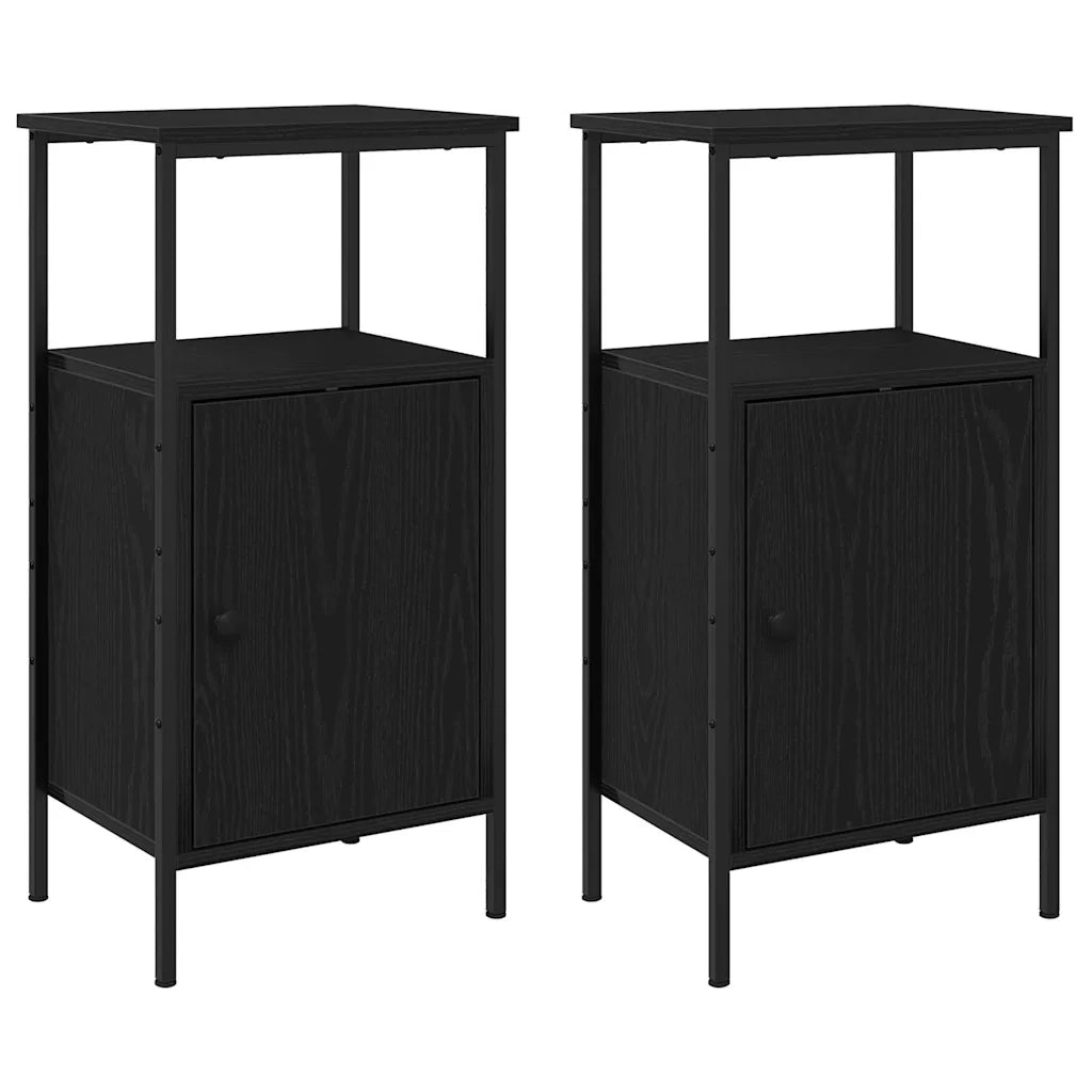 Armadio da Notte 2 pcs Rovere Nero 41 x 31 x 80 cm 862918