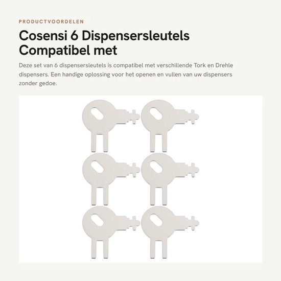 6 Chiavi per Dispensers Compatibili con Diversi Modelli