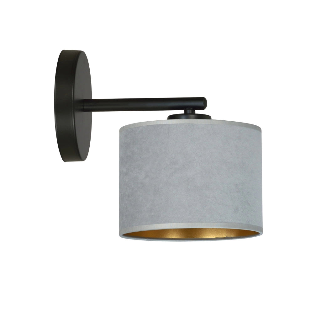Applique Emibig Hilde K1 grigio ottone E27 1 luce tessuto