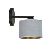 Applique Emibig Hilde K1 grigio ottone E27 1 luce tessuto