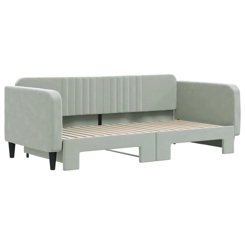 Divano letto | Sof¨¤ letto | Letto singolo Estraibile Grigio Chiaro 90x190 Velluto