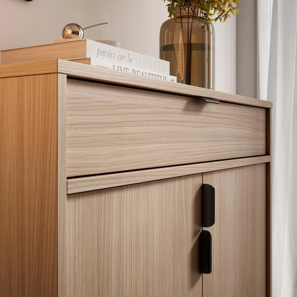 Scarpiere Herdasa effetto noce chiaro gambe grafite 89x80x29