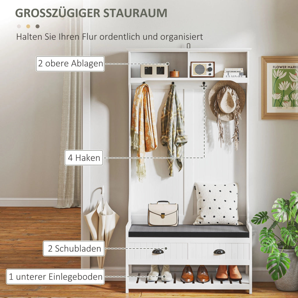 Appendiabiti con panca e scarpiere ¨C zephmum ¨C Bianco e Grigio
