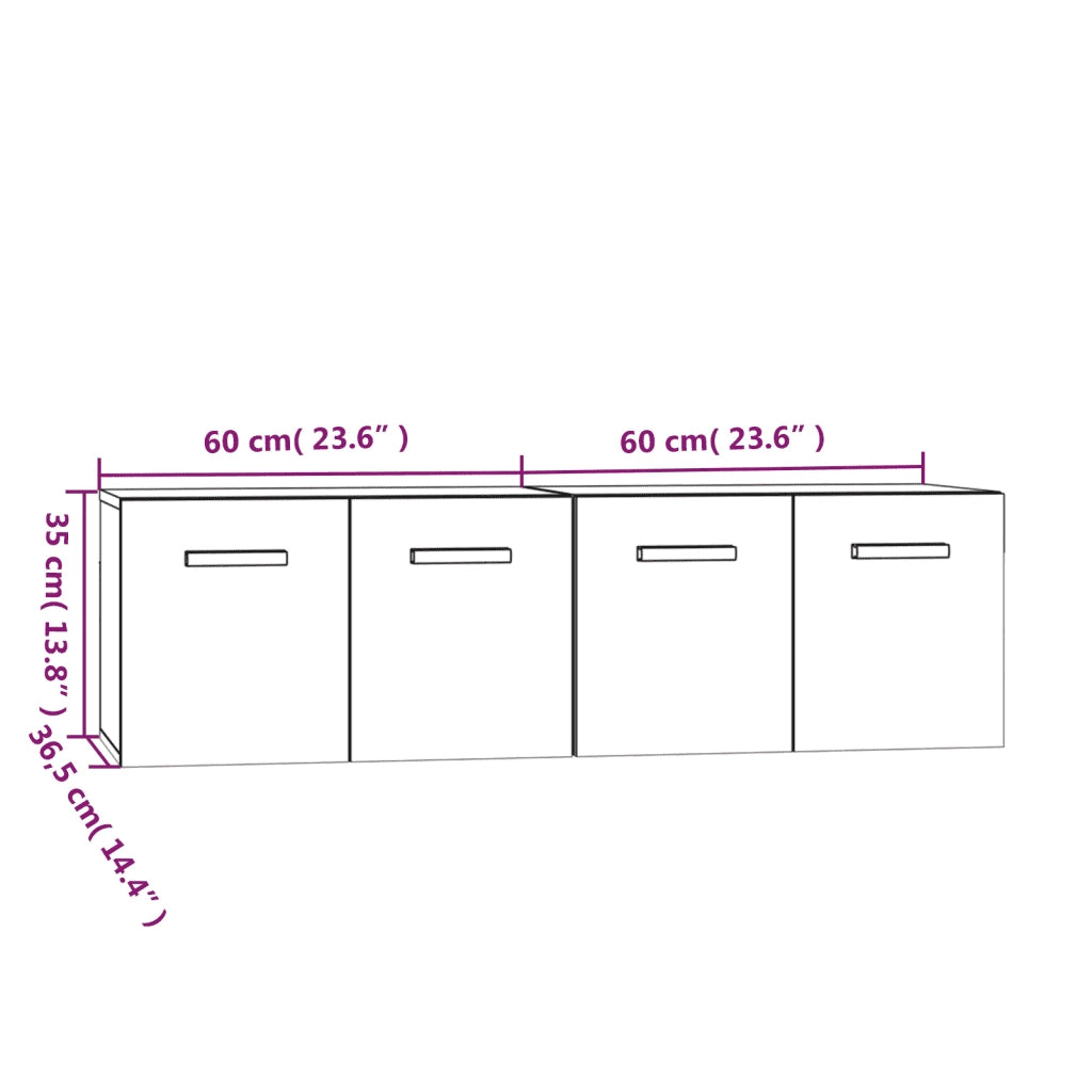 Armadietto a Muro | Mobili Parete 2 pz Rovere Fumo 60x36,5x35 cm Legno Multistrato
