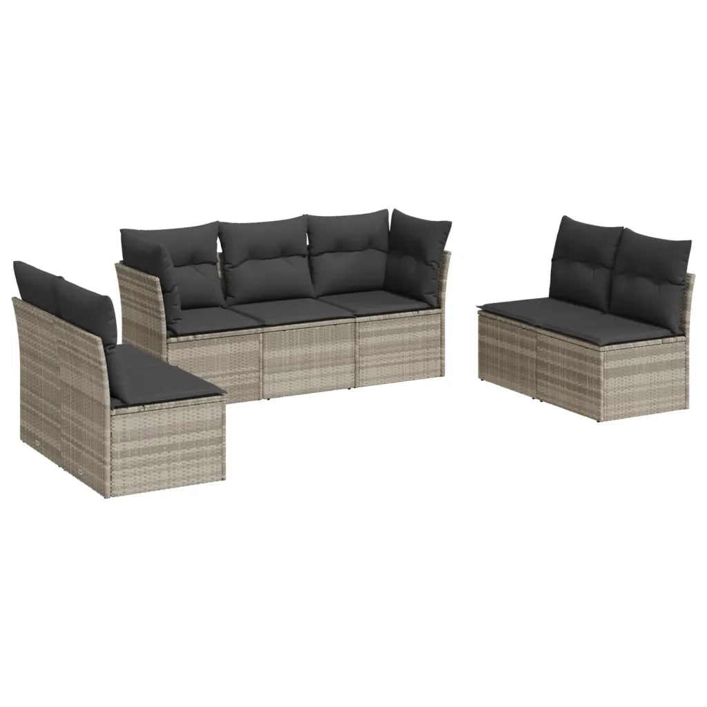 Set Divani da Giardino 7pz con Cuscini Grigio Chiaro Polyrattan 3217412