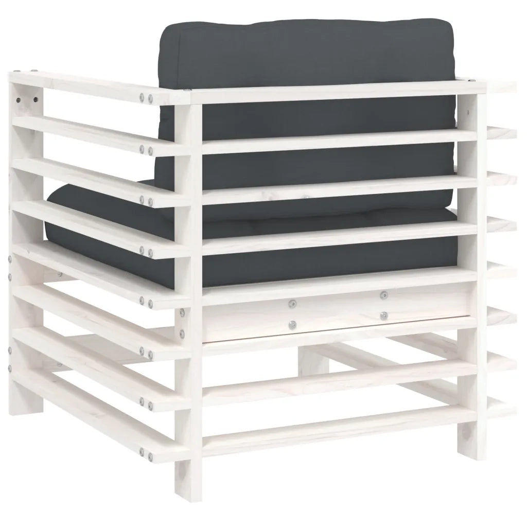 Sedie da Giardino con Cuscini 2 pz | Sedie da Esterno Legno Massello di Pino Bianco