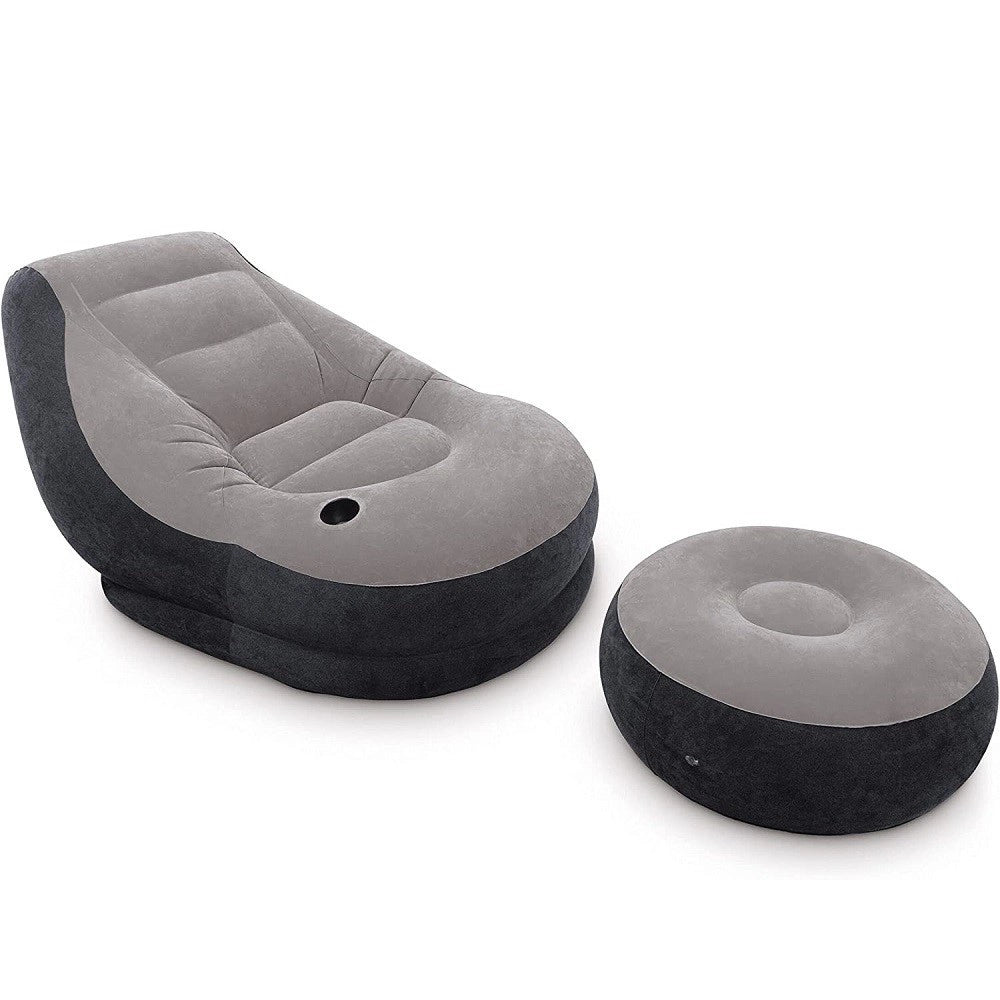 Trade Shop - Poltrona Lounge 99x130x76 Cm Con Poggia Piedi 64x28 Cm Con Porta Bicchiere 68564 -