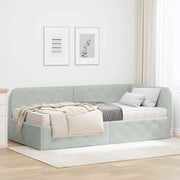 Cornice del letto ad angolo Grigio chiaro 90 x 200 cm Velluto