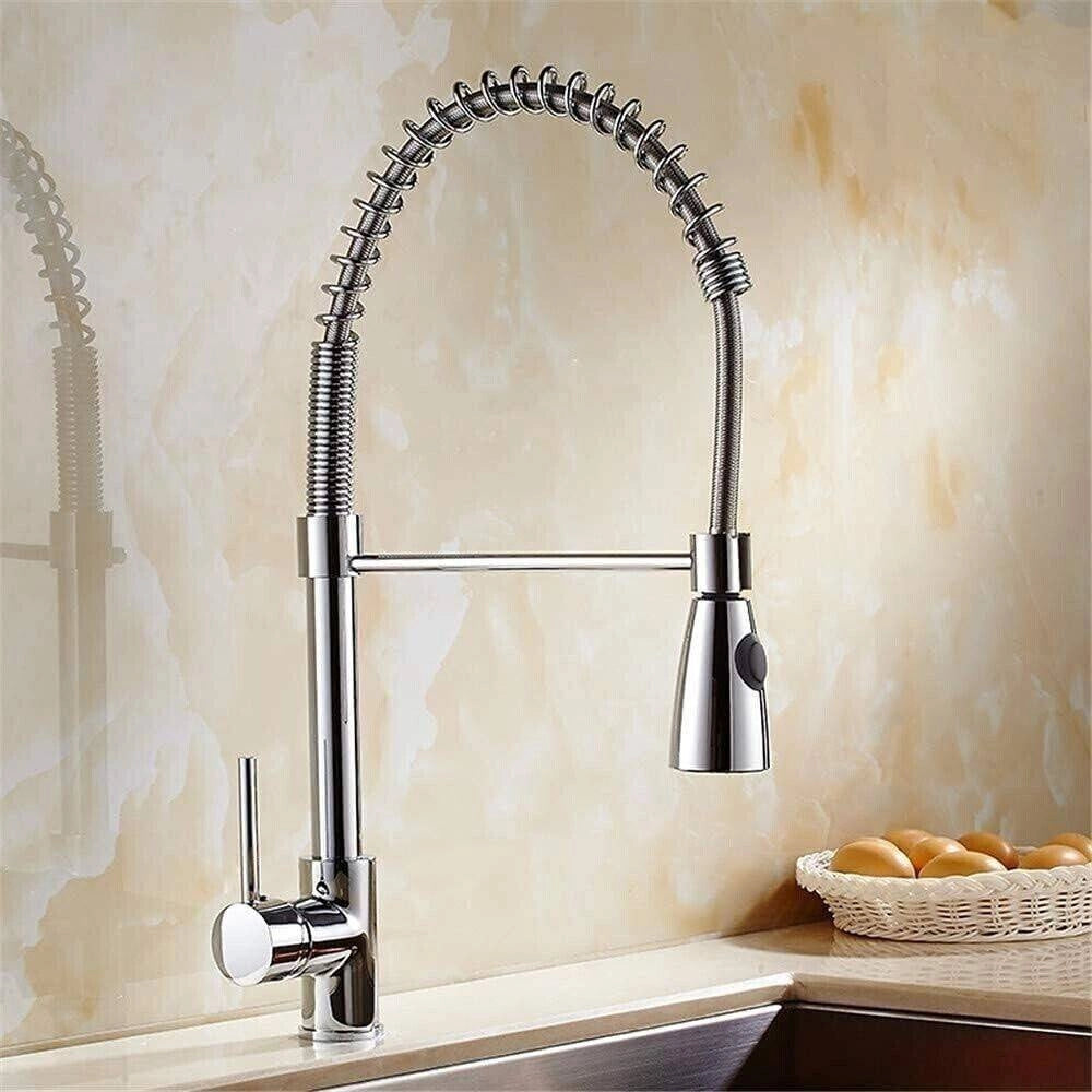 Trade Shop - Miscelatore Rubinetto Con Doccetta A Molla Canna Alta Isola Per Cucina 87464 -
