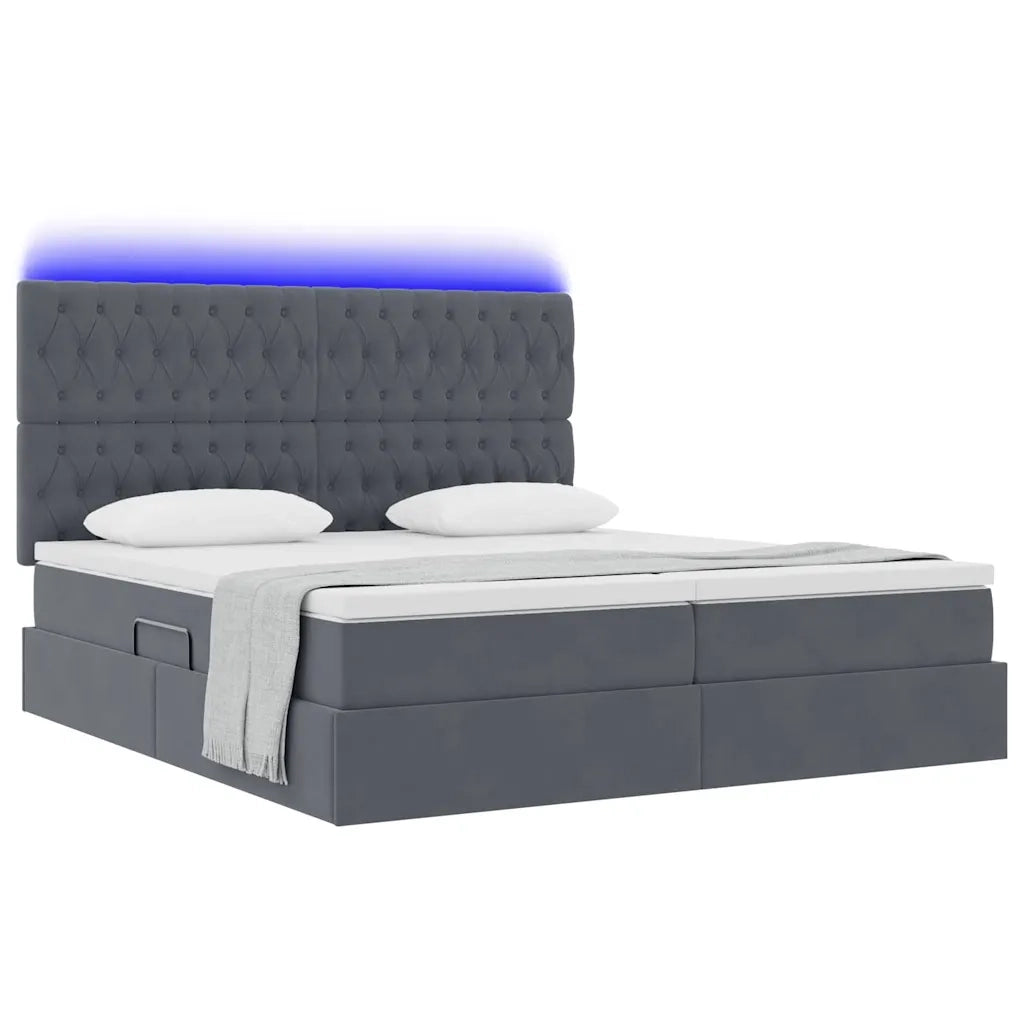 Letto con testiera Grigio scuro 180 x 200 cm Velluto