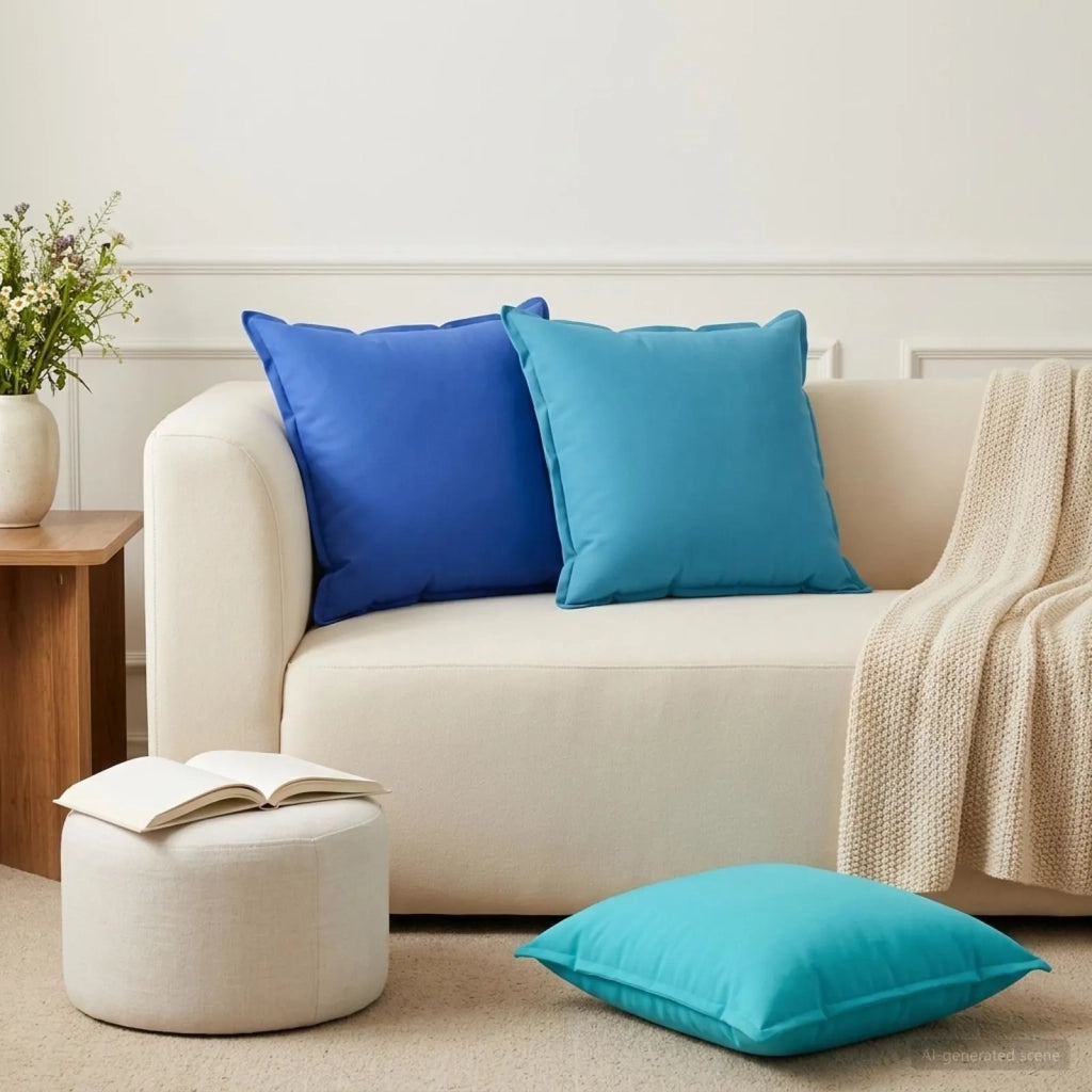 Federa 6 pz HOUTEN Blu Reale 55 x 55 cm Poliestere 920494