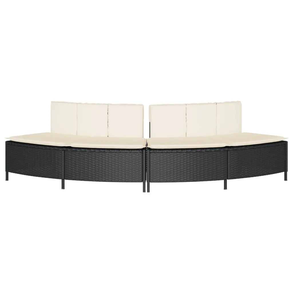 Panche Vasca Idromassaggio con Cuscini 2pz in Polyrattan Nero 365618