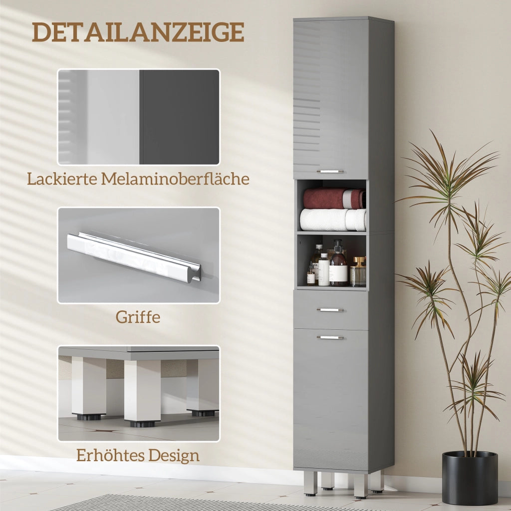 Mobile Bagno con Ripiani e Cassetto Regolabile ¨C Zephmum ¨C Grigio 40x30x60 cm