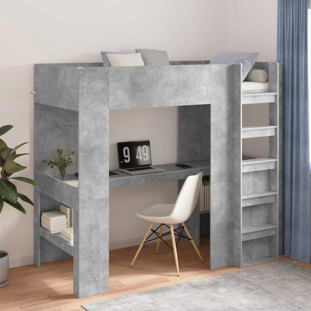Struttura letto a castello con scrivania Grigio cemento