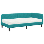 Letto singolo | Letto per adulti | Cornice del letto ad angolo Turchese 90 x 190 cm Velluto