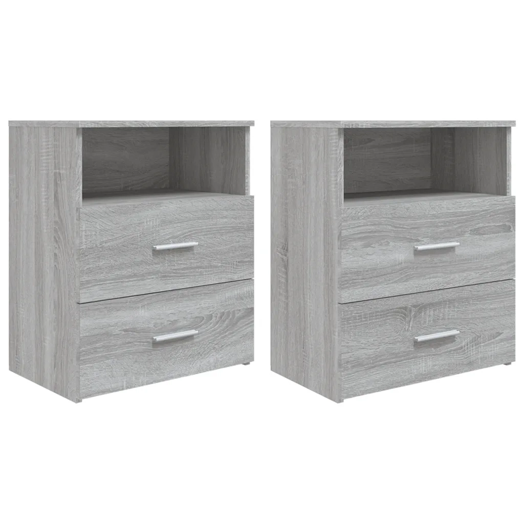 Set di 2 Comodini | Armadio da Notte | Mobiletto da notte Grigio Sonoma 50x32x60 cm
