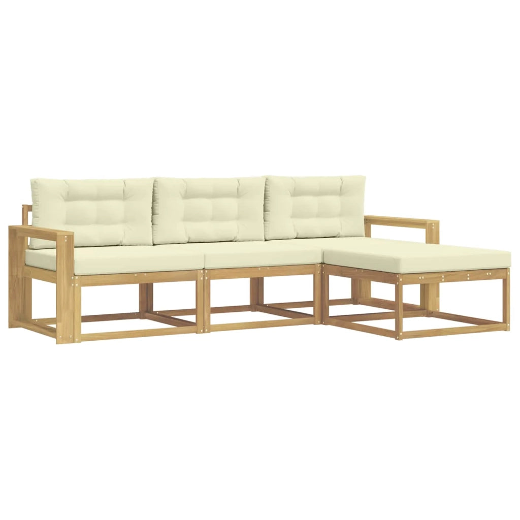 Set di divani da esterno 4 pz Bianco e Crema Poliestere 3386274