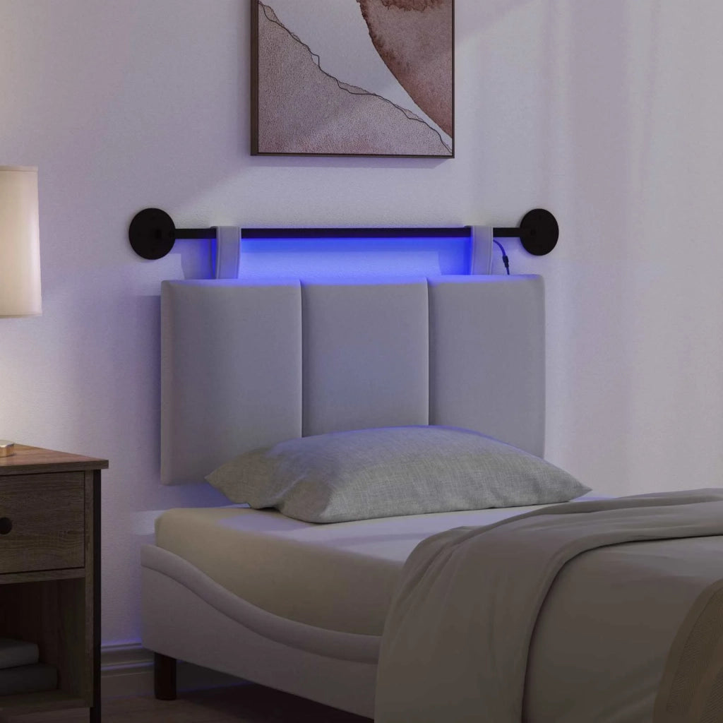 Testiera sospesa Con luce LED Bianco Tessuto 3424746