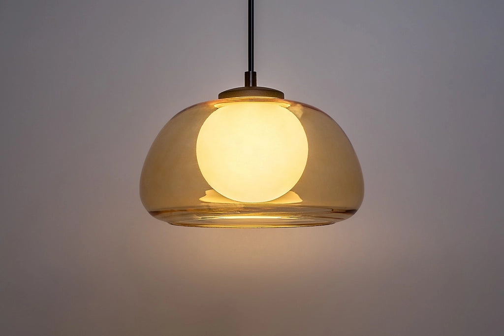 Lampada a sospensione Rabalux Elowen vetro ambra G9