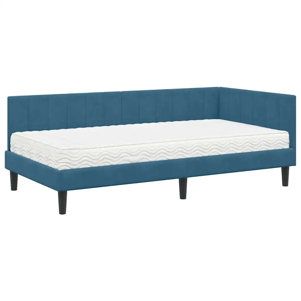 Struttura Letto Angolare con Materasso 2 pcs Blu Velluto 3393887