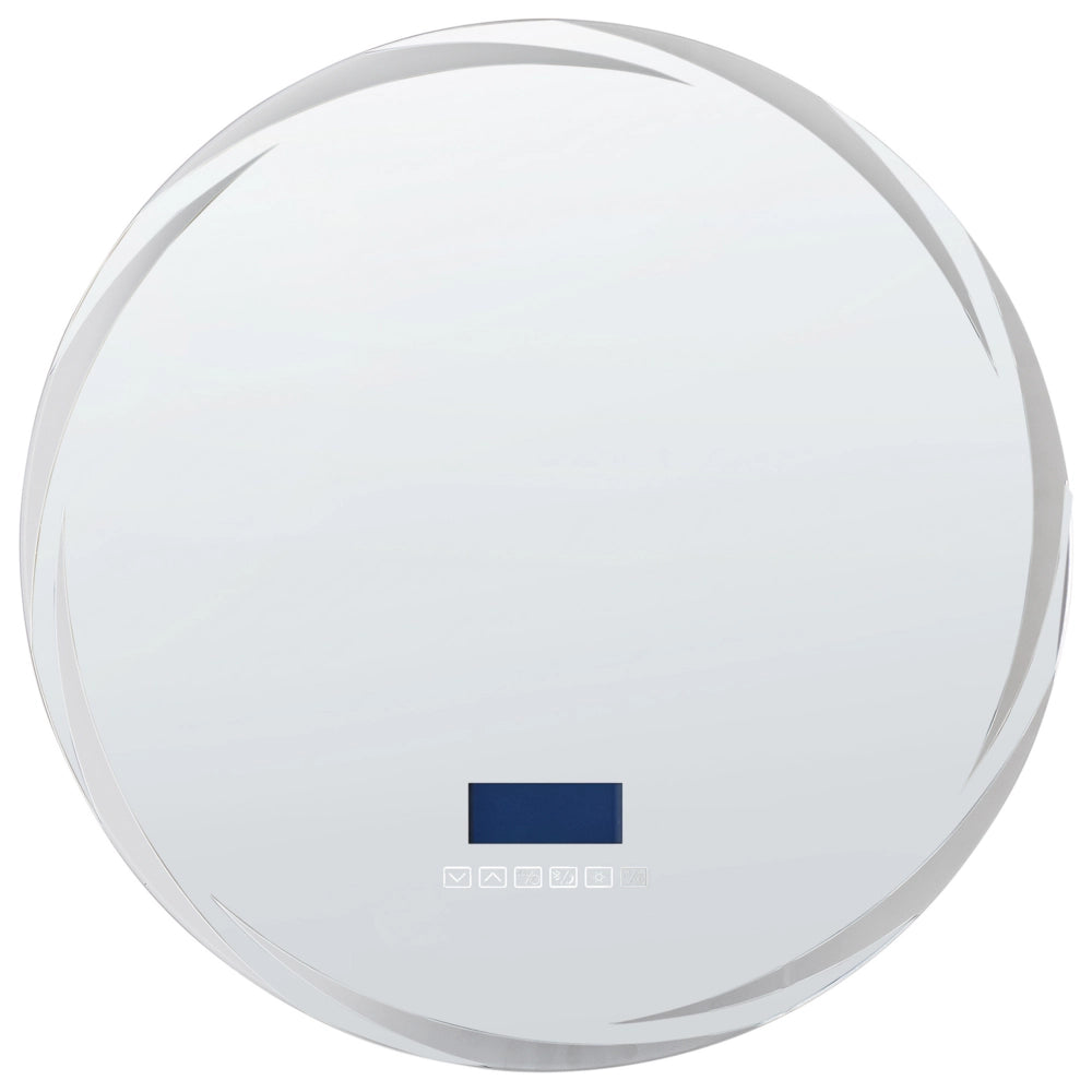 Specchio da parete a LED argento rotondo con altoparlante bluetooth 60 x 60 cm stile elegante
