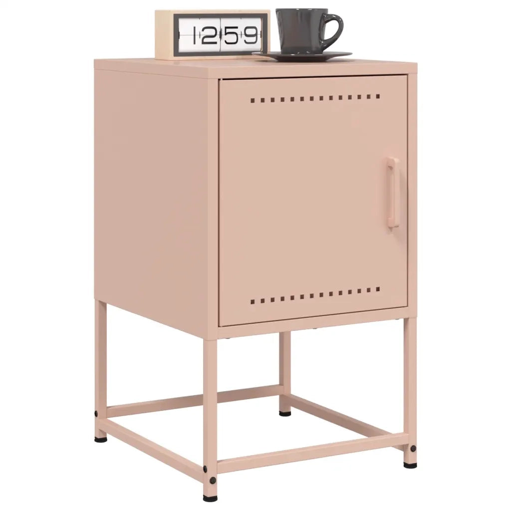 Set di 2 Comodini | Armadio da Notte | Mobiletto da notte Rosa 36x39x60,5 cm in Acciaio