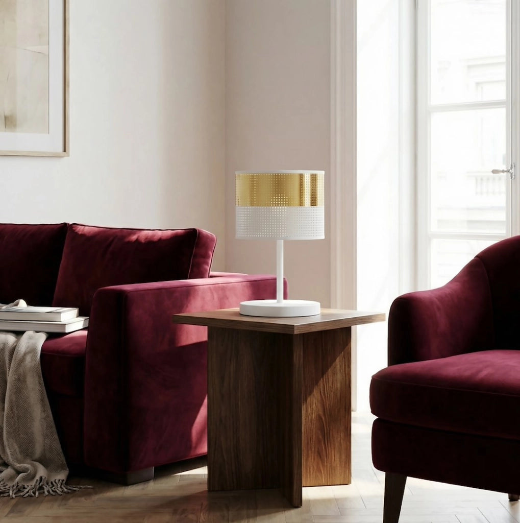 Lampada da tavolo LUX bianco oro E27 Emibig