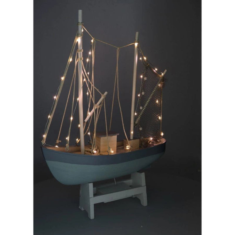 Barca legno con led cm 43xh62x14