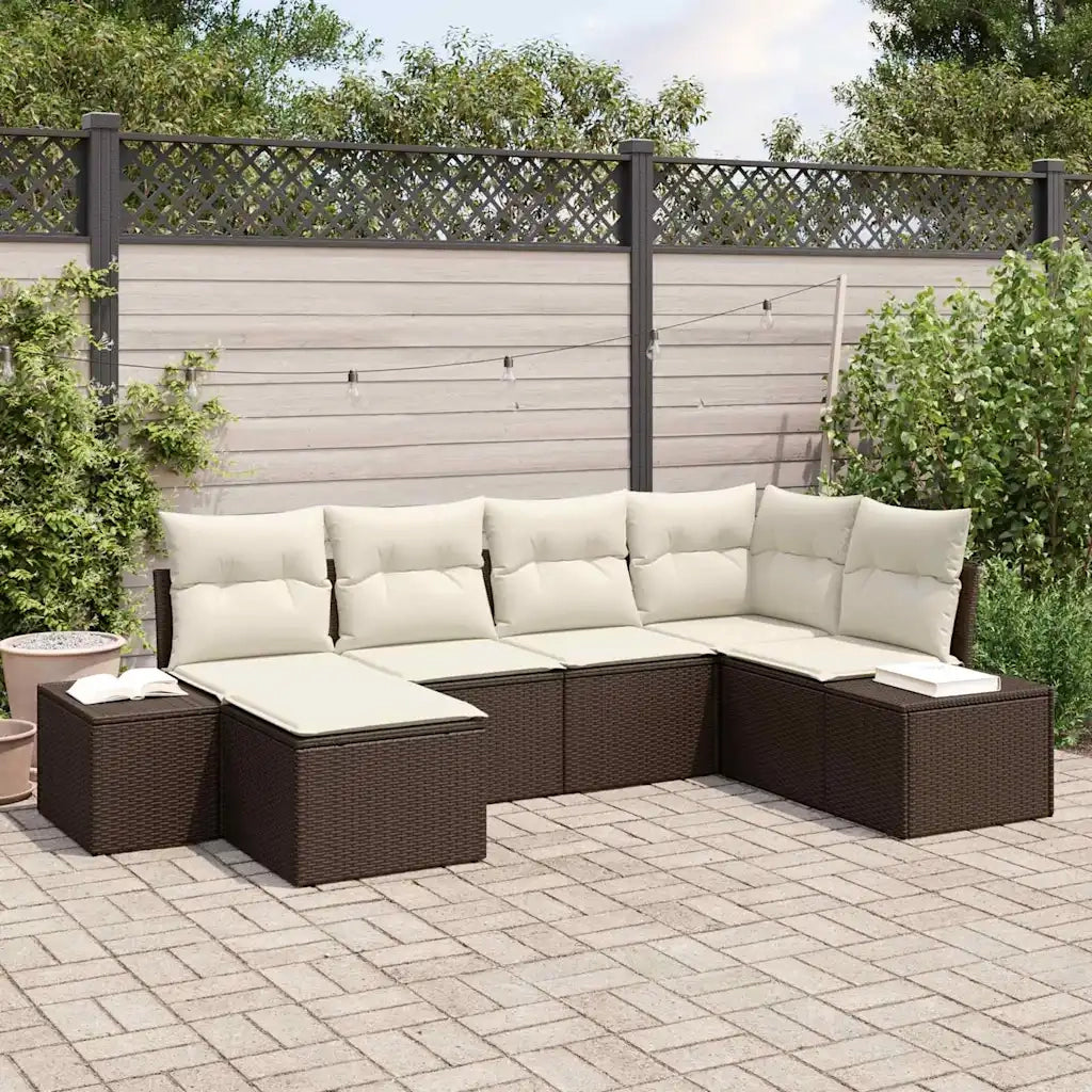 Set Divano da Giardino 6 pcs Marrone e Crema polyrattan 3347128