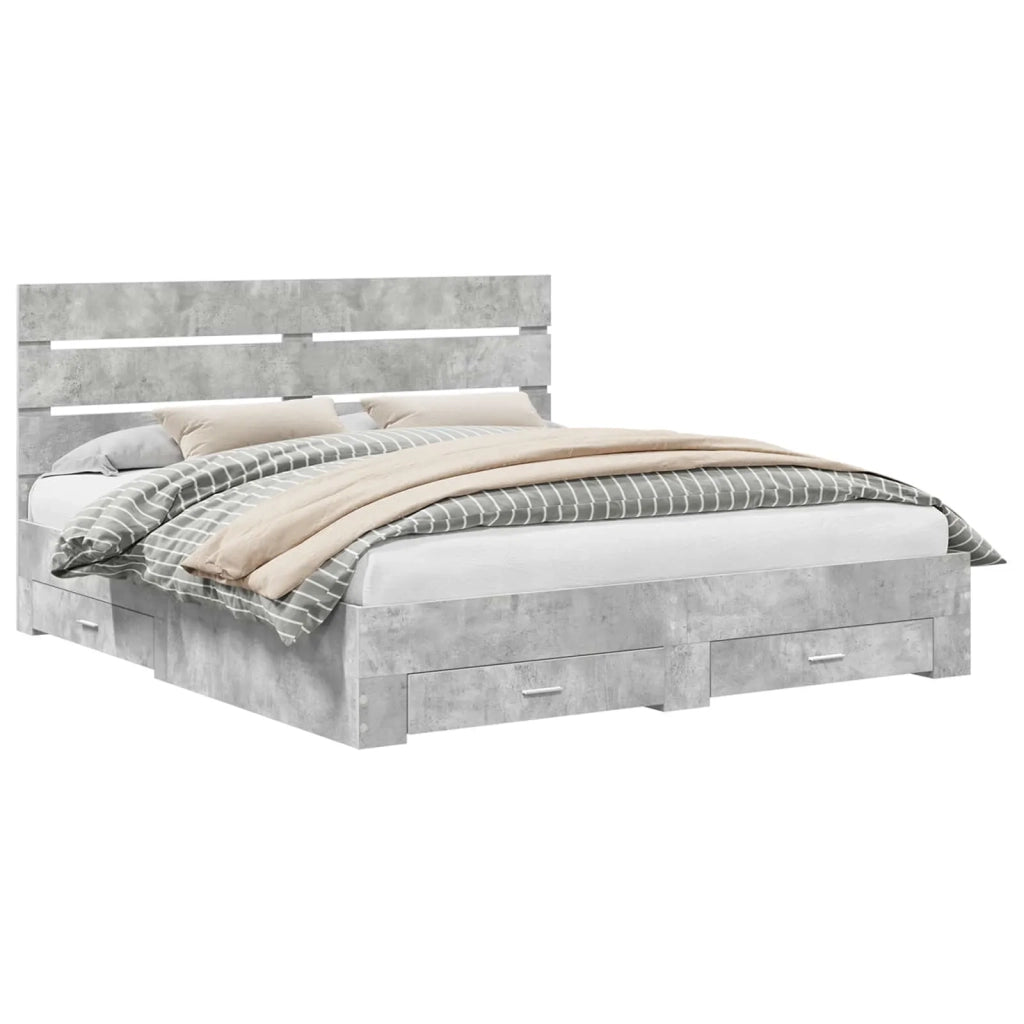 Struttura del letto con cassetto Grigio cemento 200 x 200 cm 3411940