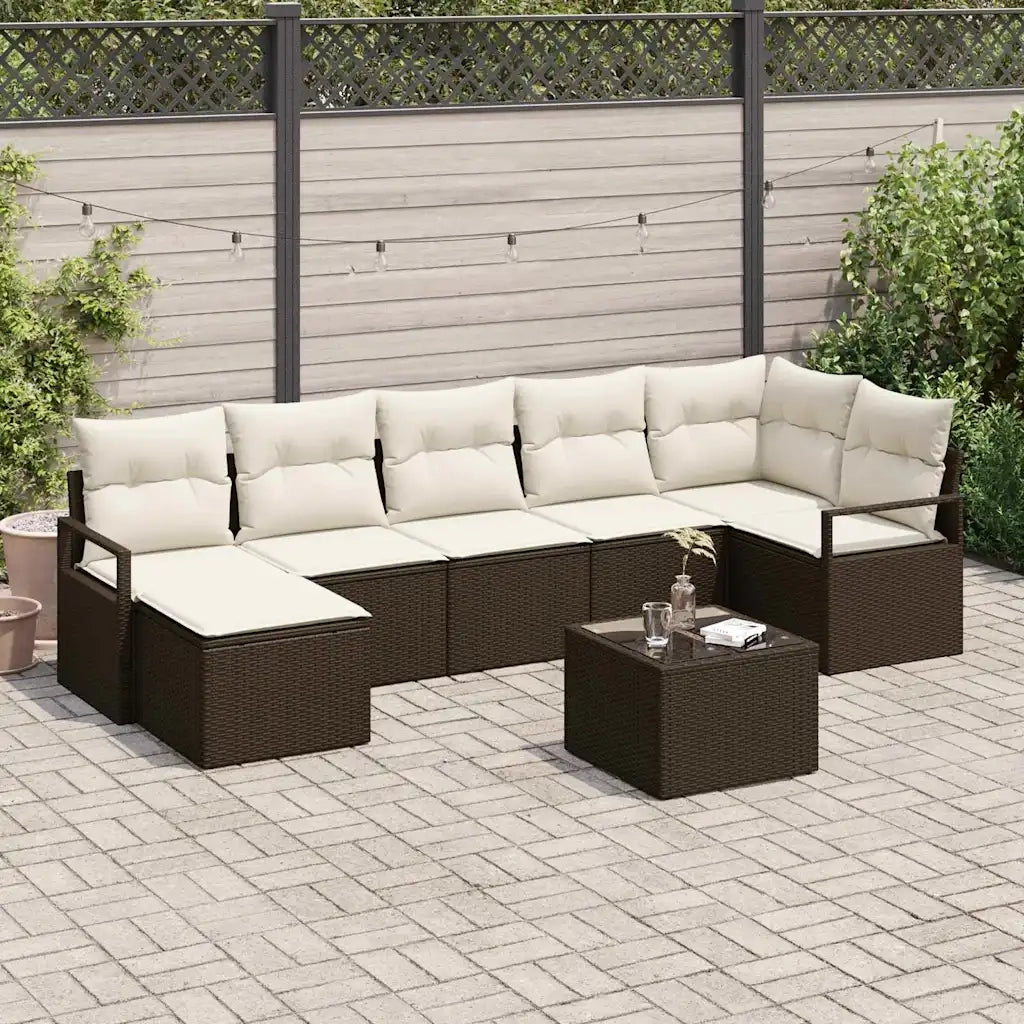 Set di divani 8 pcs Marrone polyrattan