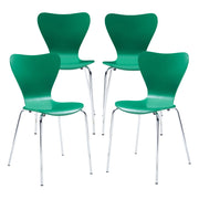 Set di 4 Sedie da Sala Essunga Impilabili - Verde / Cromato [en.casa]
