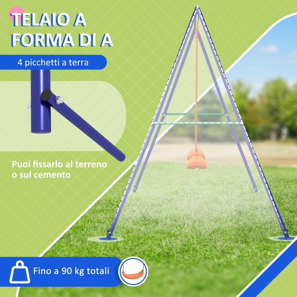Altalena per Bambini 3-8 Anni ¨C Xylo ¨C 2 Seggiolini, Metallo e PP, 269x160x180 cm